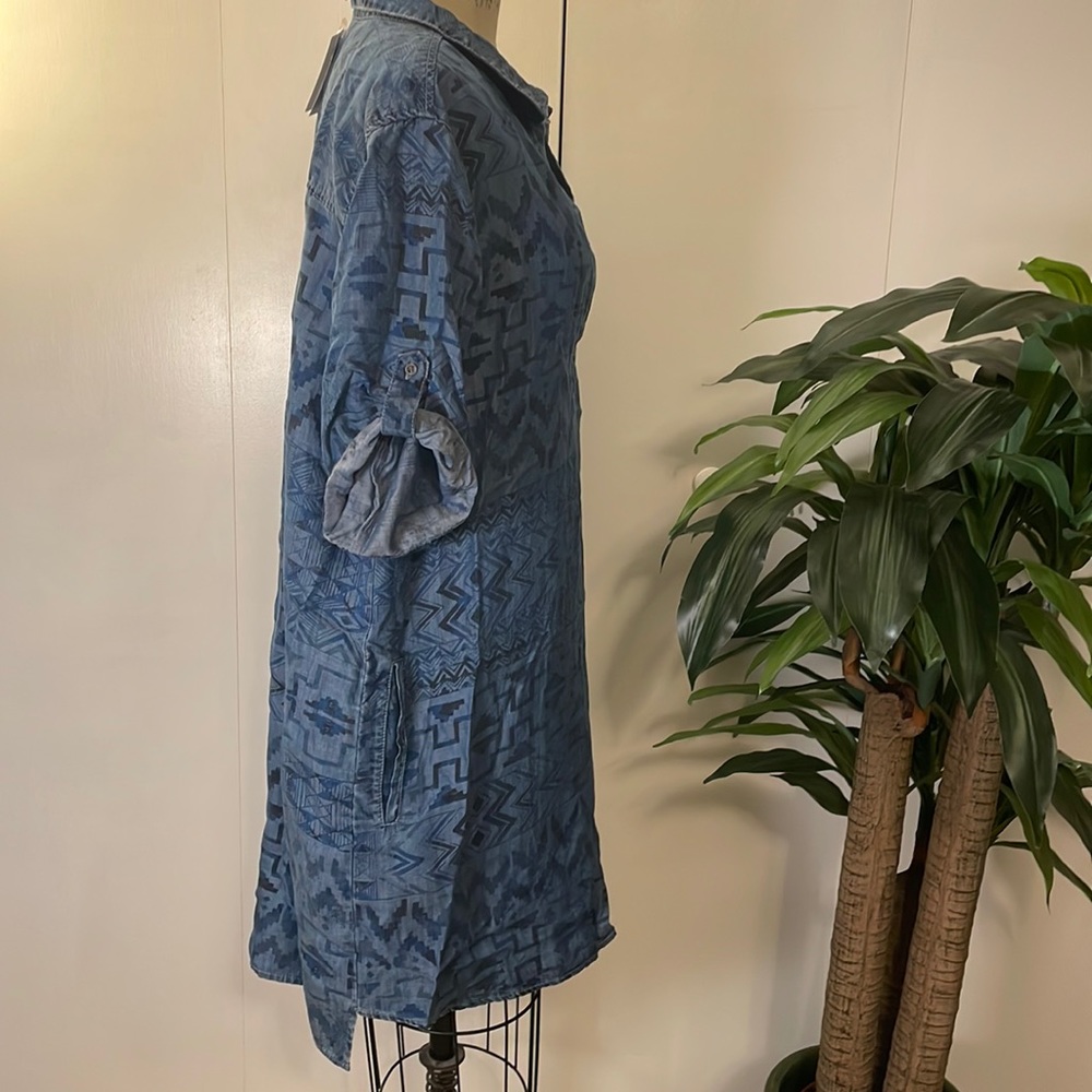 Philosophy short sleeve blue Aztec print midi dress with pockets - Picture 5 of 8